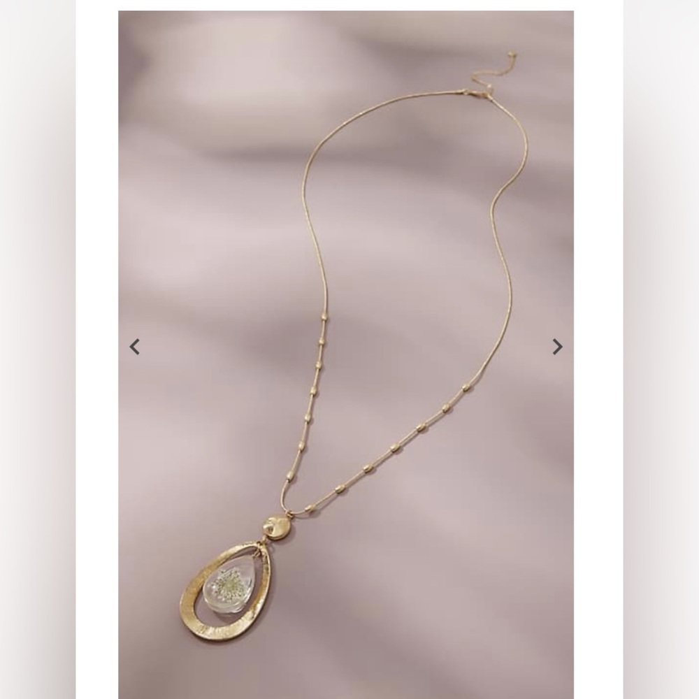 J. Jill pressed flower pendant Gold Necklace